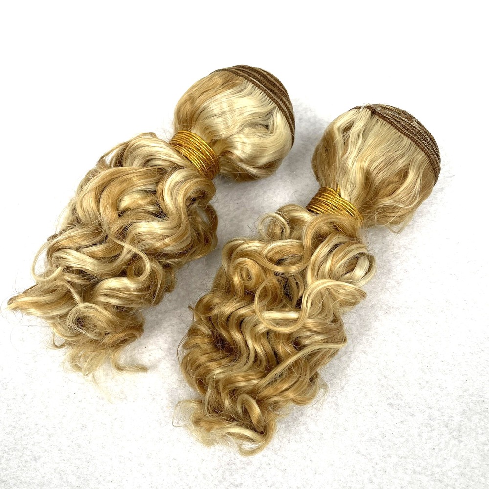 Hair Weft Bundles Extensions Curly Blonde Lot of 2